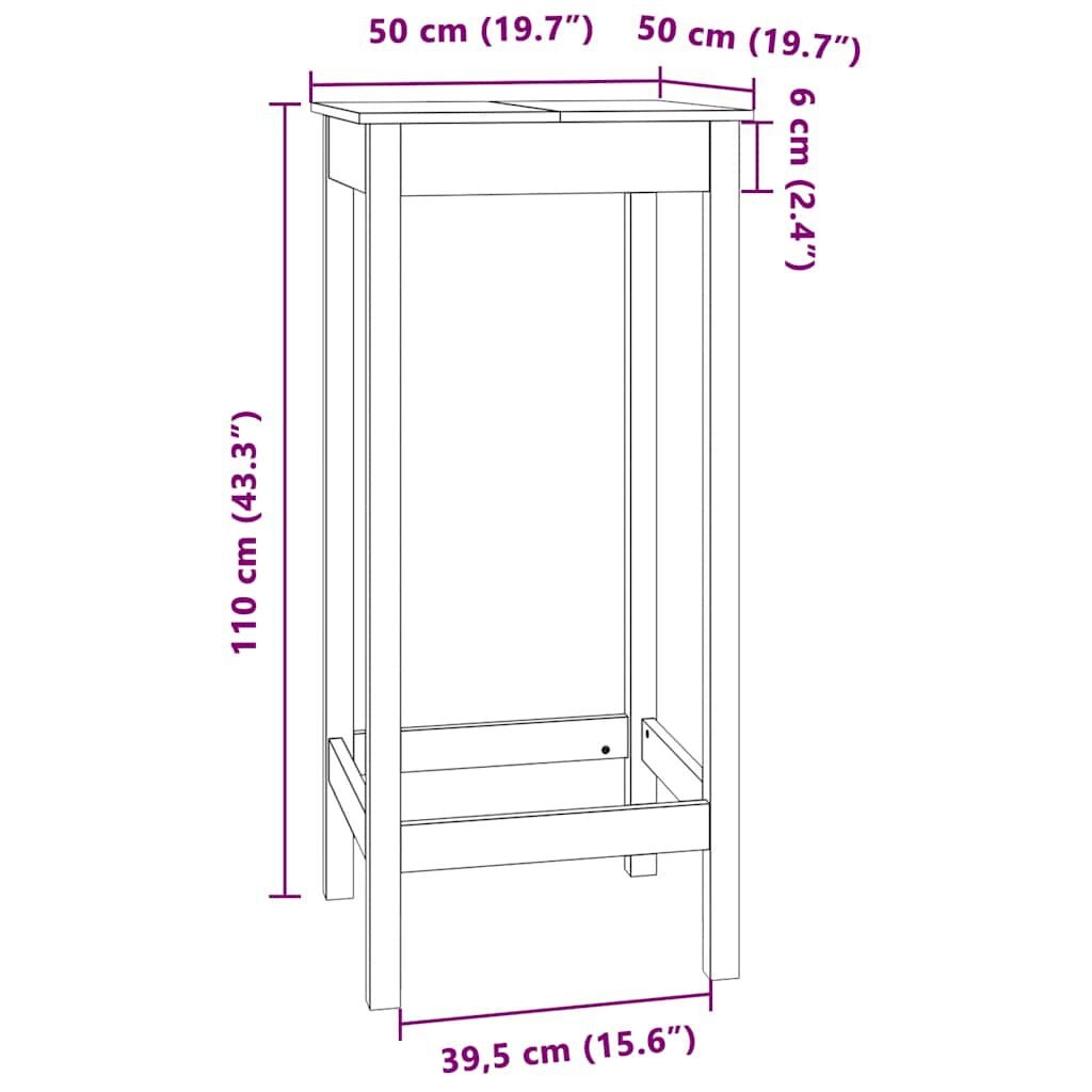 vidaXL Bartafel Grenenhout 50x50x110cm - 35% Korting!