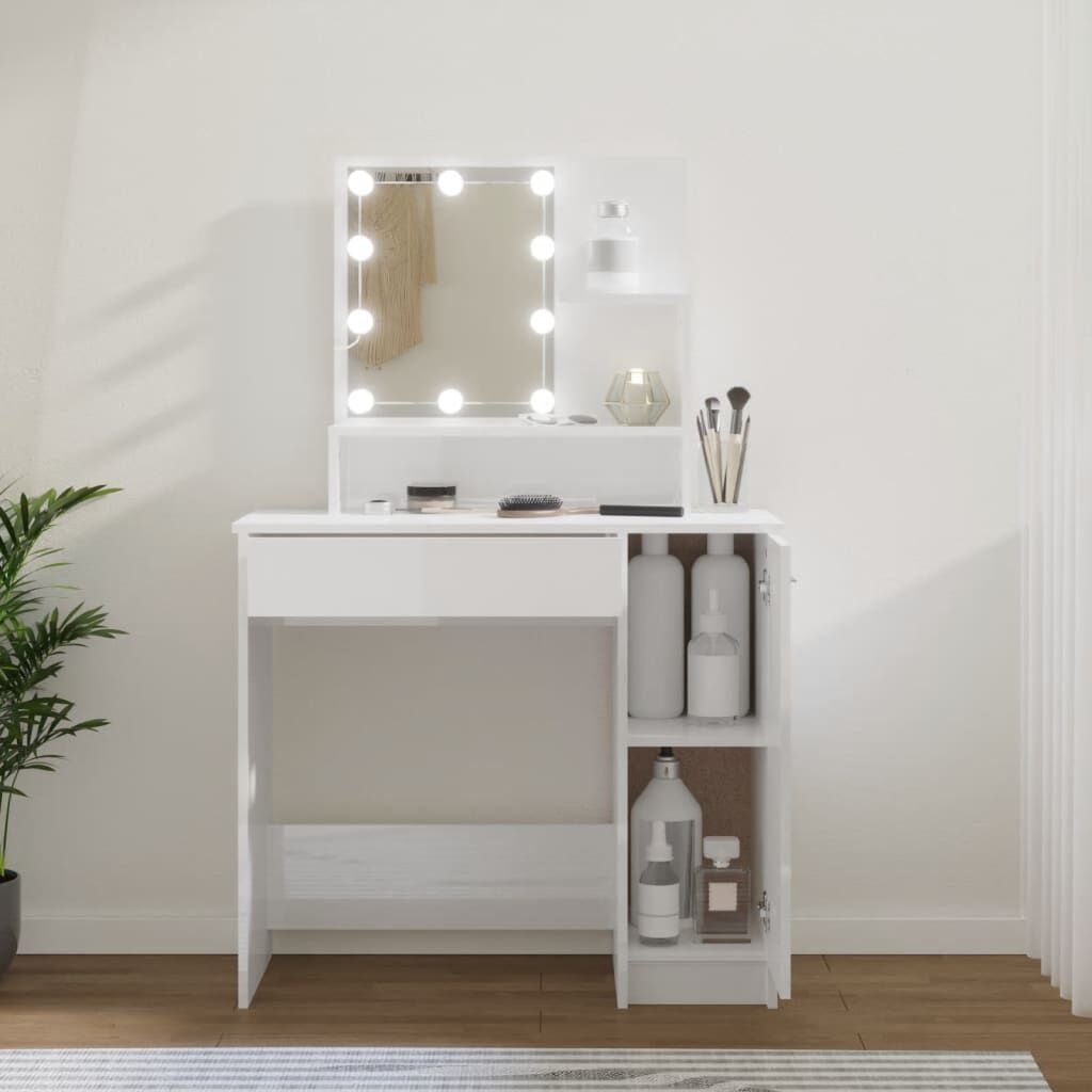 Kaptafel met LED - Hoogglans Wit - 35% Korting!