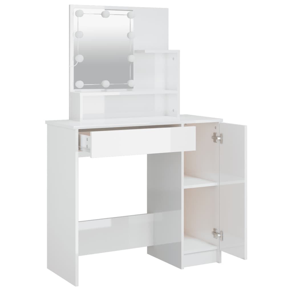 Kaptafel met LED - Hoogglans Wit - 35% Korting!
