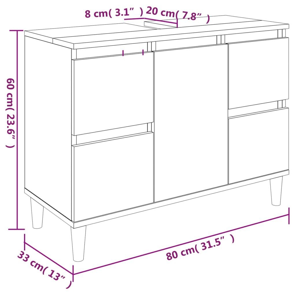 vidaXL Wastafelkast Wit 80cm - Geretourneerd - 35% Korting!