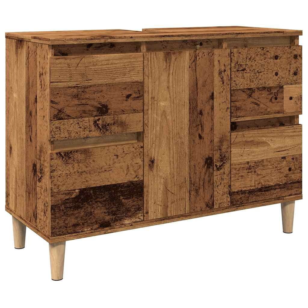 vidaXL Wastafelkast 80cm Oud Hout - 35% Korting!