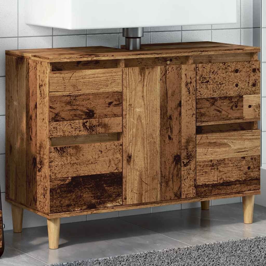 vidaXL Wastafelkast 80cm Oud Hout - 35% Korting!