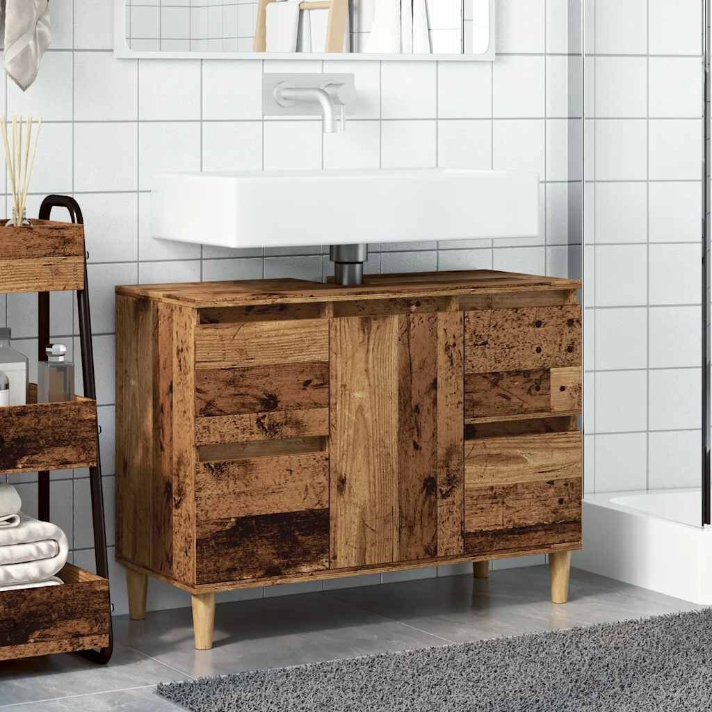 vidaXL Wastafelkast 80cm Oud Hout - 35% Korting!
