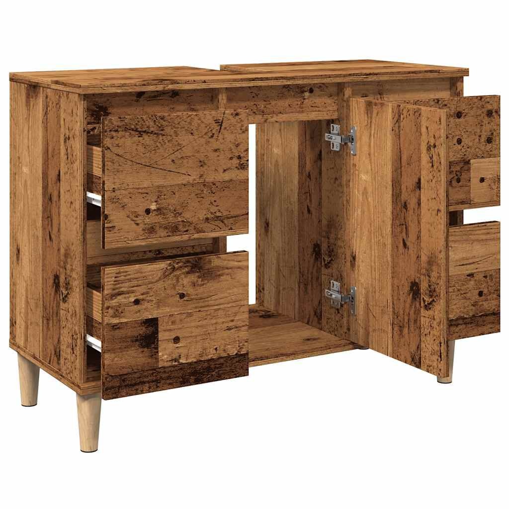 vidaXL Wastafelkast 80cm Oud Hout - 35% Korting!