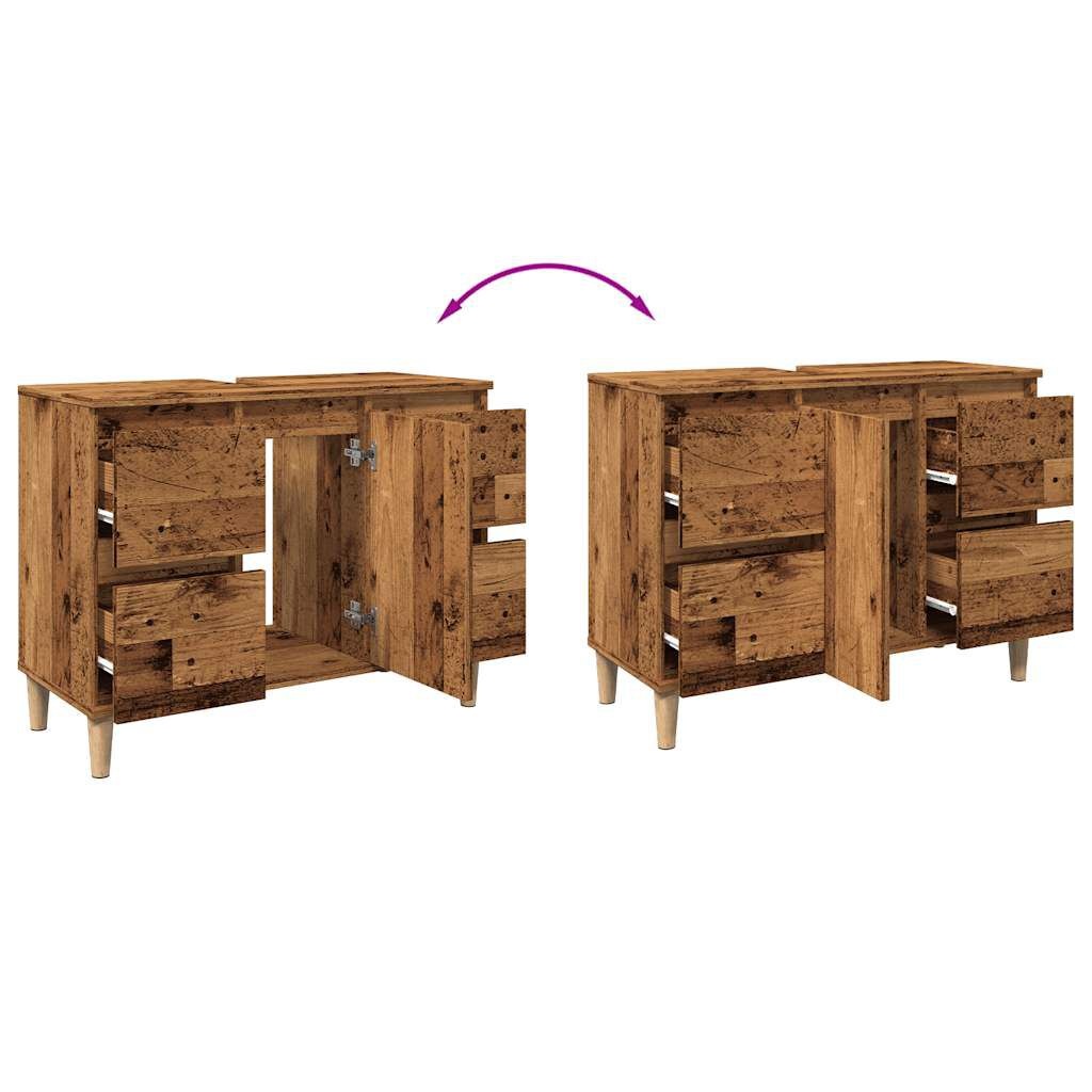 vidaXL Wastafelkast 80cm Oud Hout - 35% Korting!