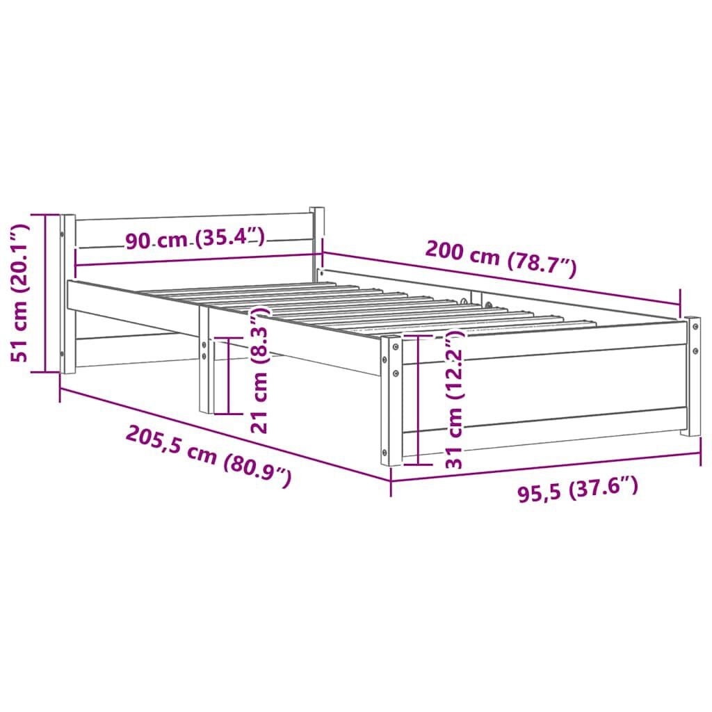 vidaXL Bedframe 90x200 Zwart Hout - 35% Korting!