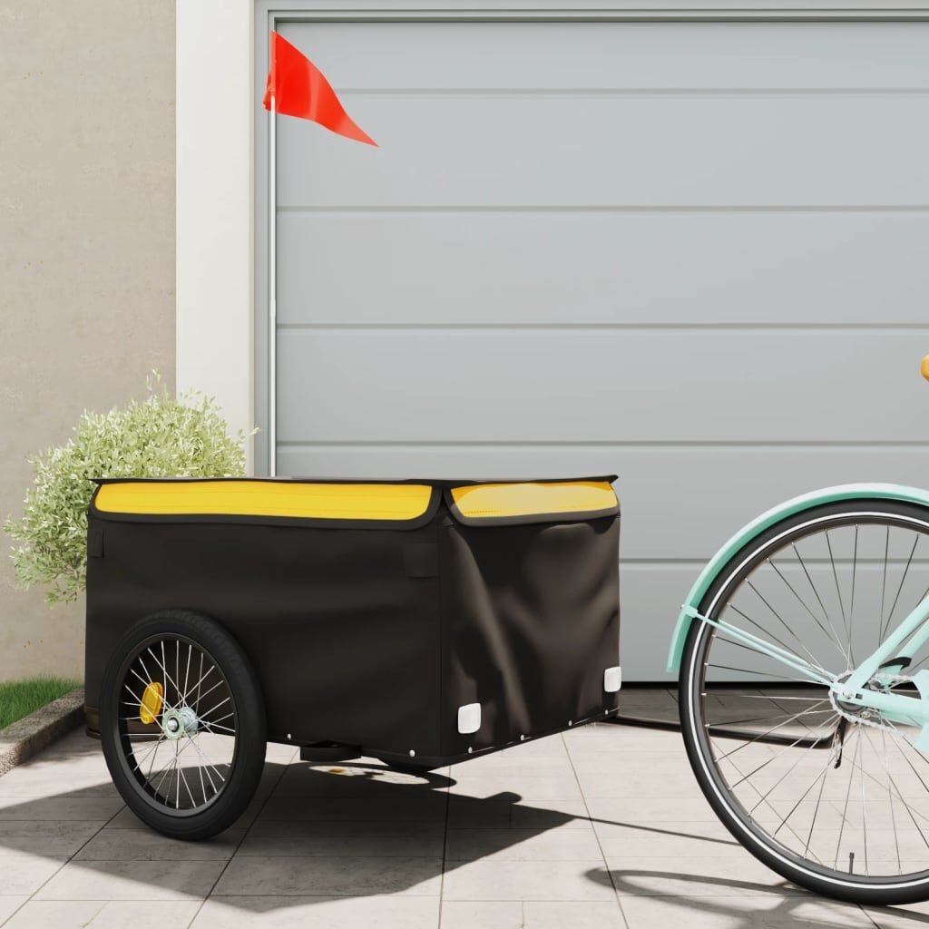 VidaXL Fietstrailer Zwart/Geel - 45kg - 35% Korting!