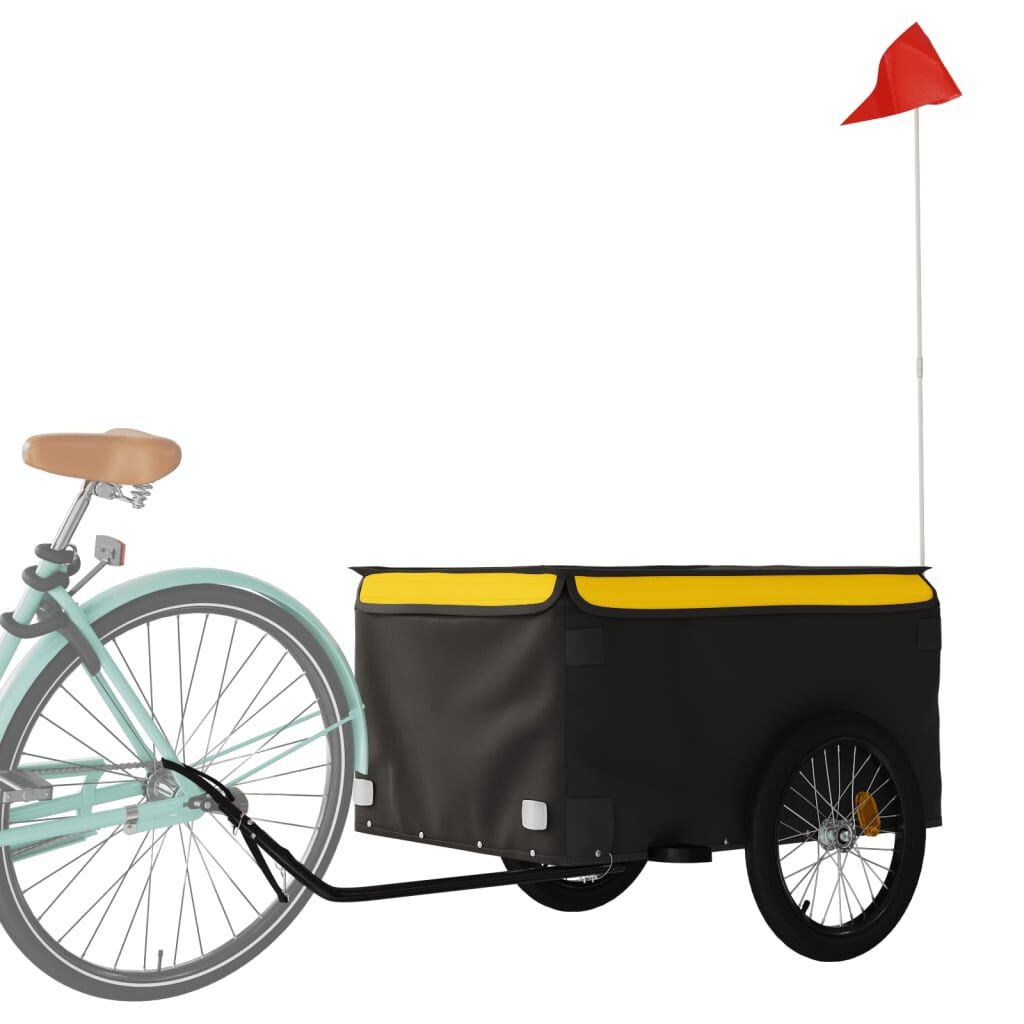 VidaXL Fietstrailer Zwart/Geel - 45kg - 35% Korting!