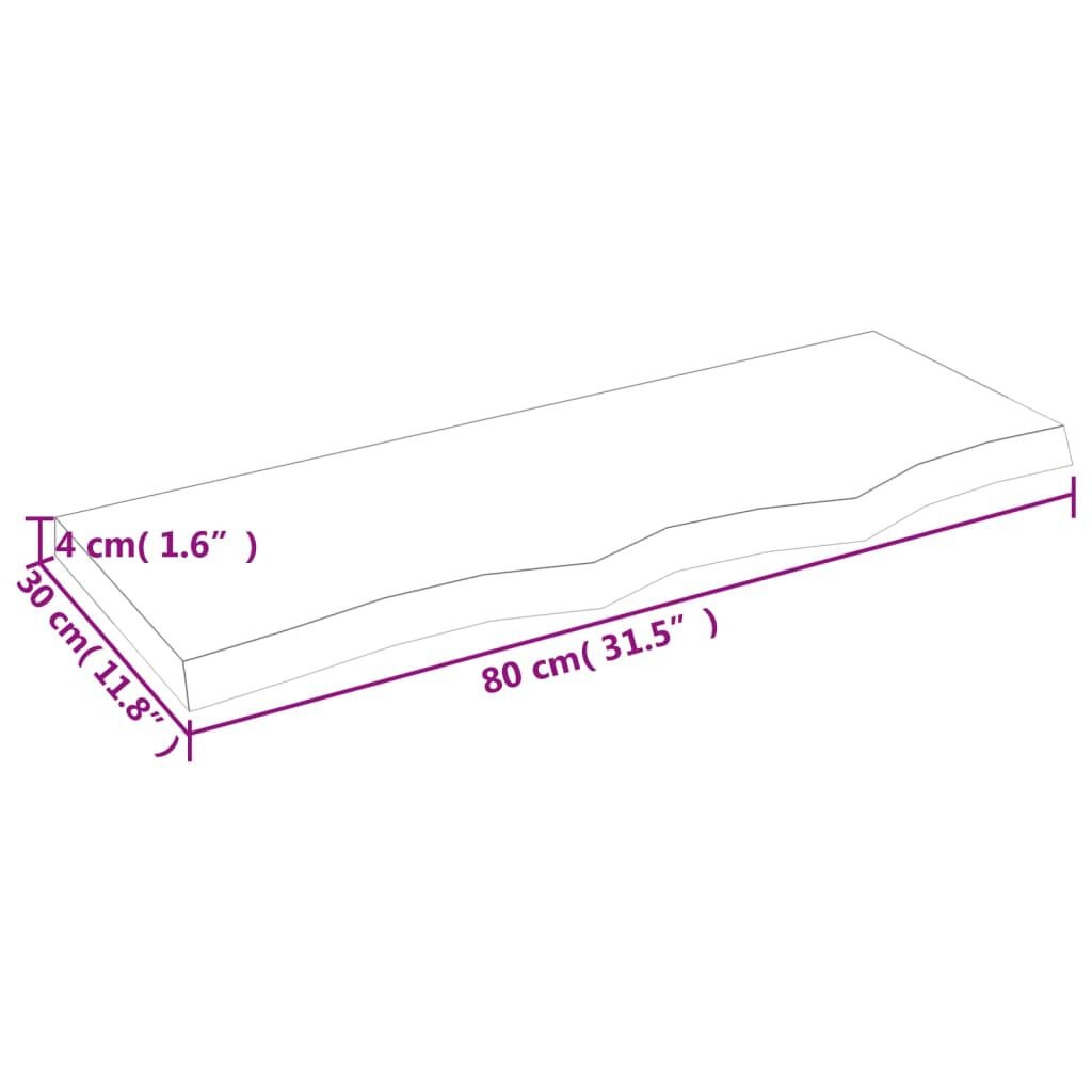 Wandschap Eiken 80x30cm Lichtbruin - Natuurlijke Rand - 35% Korting!