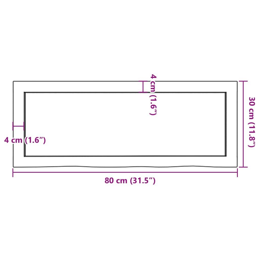 Wandschap Eiken 80x30cm Lichtbruin - Natuurlijke Rand - 35% Korting!