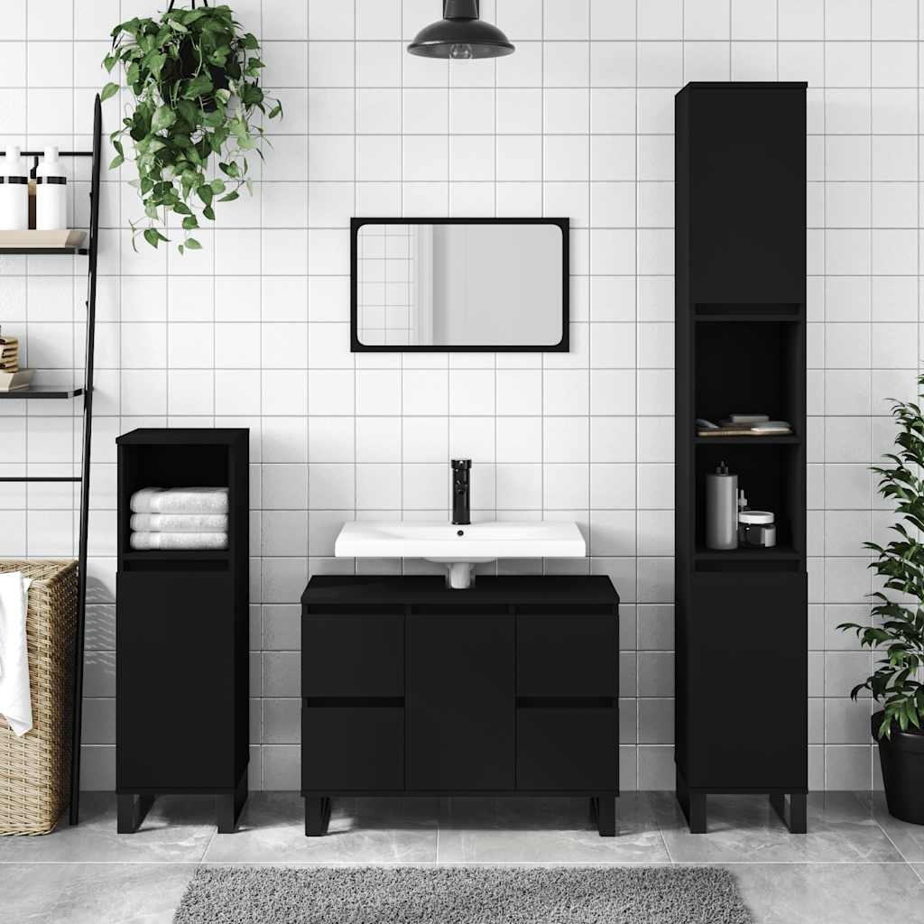 vidaXL Badkamerkast Zwart 80cm - 35% Korting! Zo Goed Als Nieuw