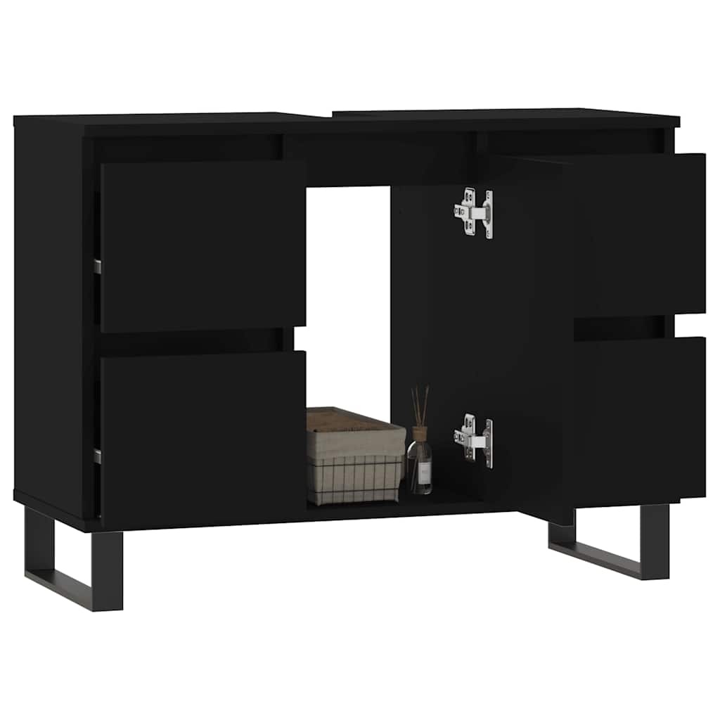vidaXL Badkamerkast Zwart 80cm - 35% Korting! Zo Goed Als Nieuw