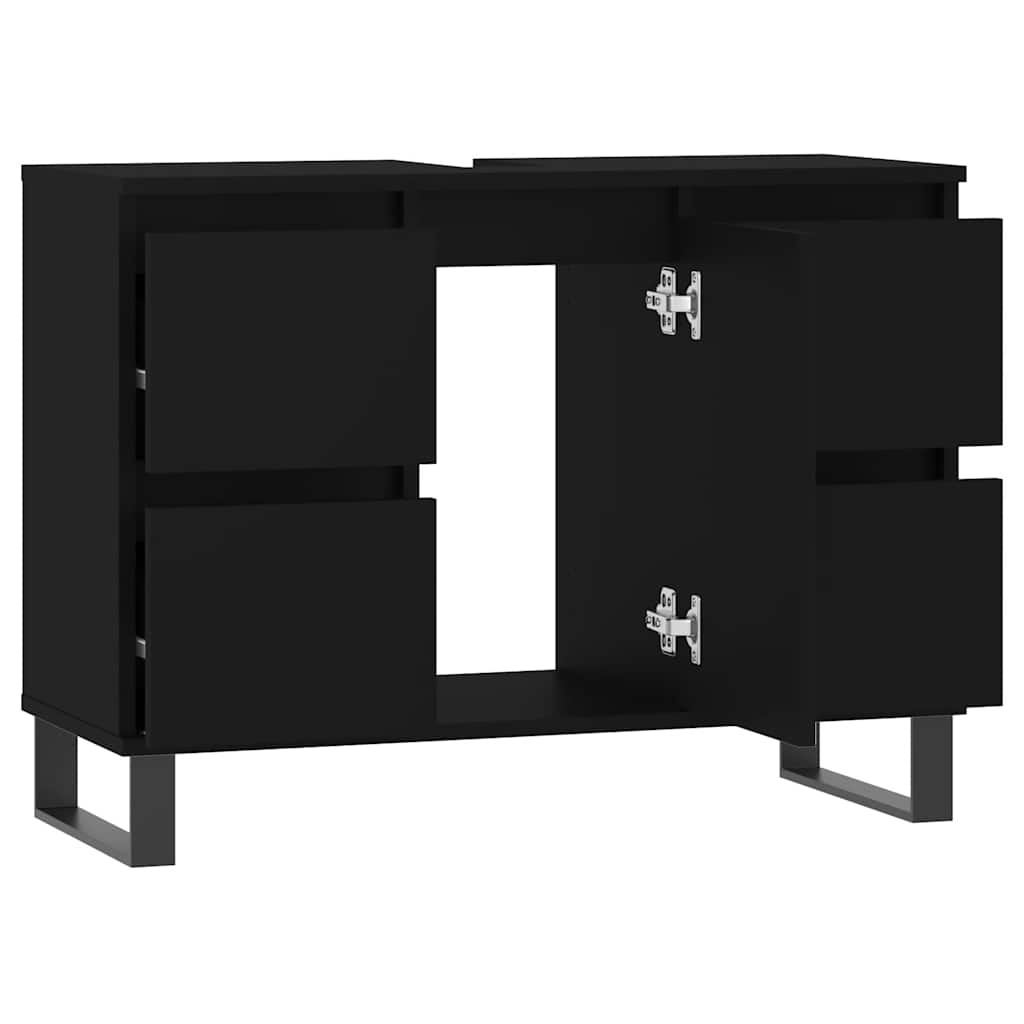 vidaXL Badkamerkast Zwart 80cm - 35% Korting! Zo Goed Als Nieuw
