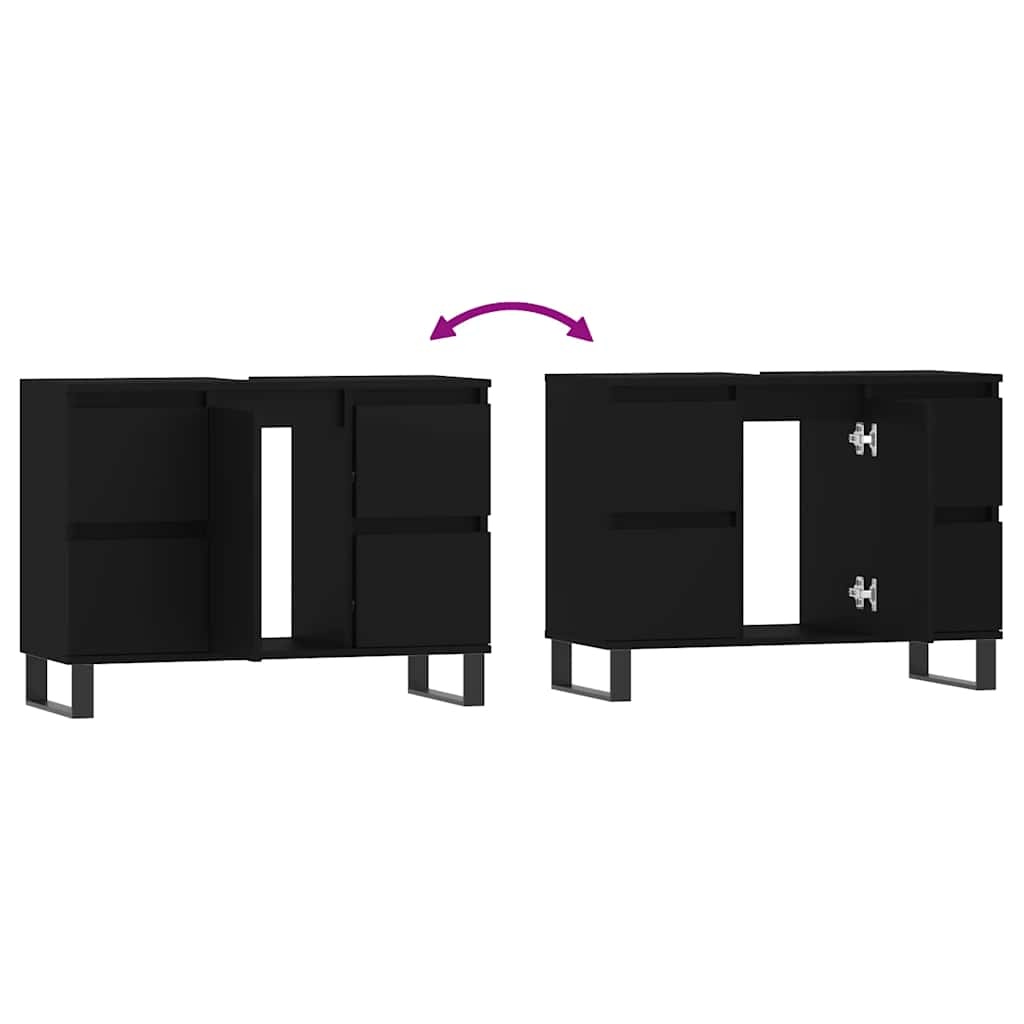 vidaXL Badkamerkast Zwart 80cm - 35% Korting! Zo Goed Als Nieuw