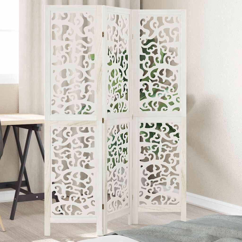 Kamerscherm 3 Panelen Wit Paulownia - 35% Korting! Beschadigd
