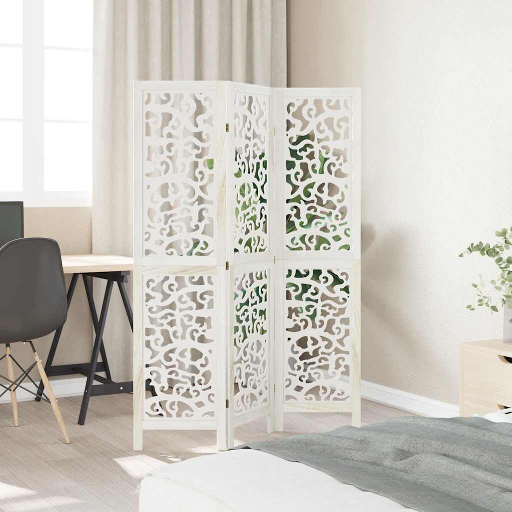 Kamerscherm 3 Panelen Wit Paulownia - 35% Korting! Beschadigd
