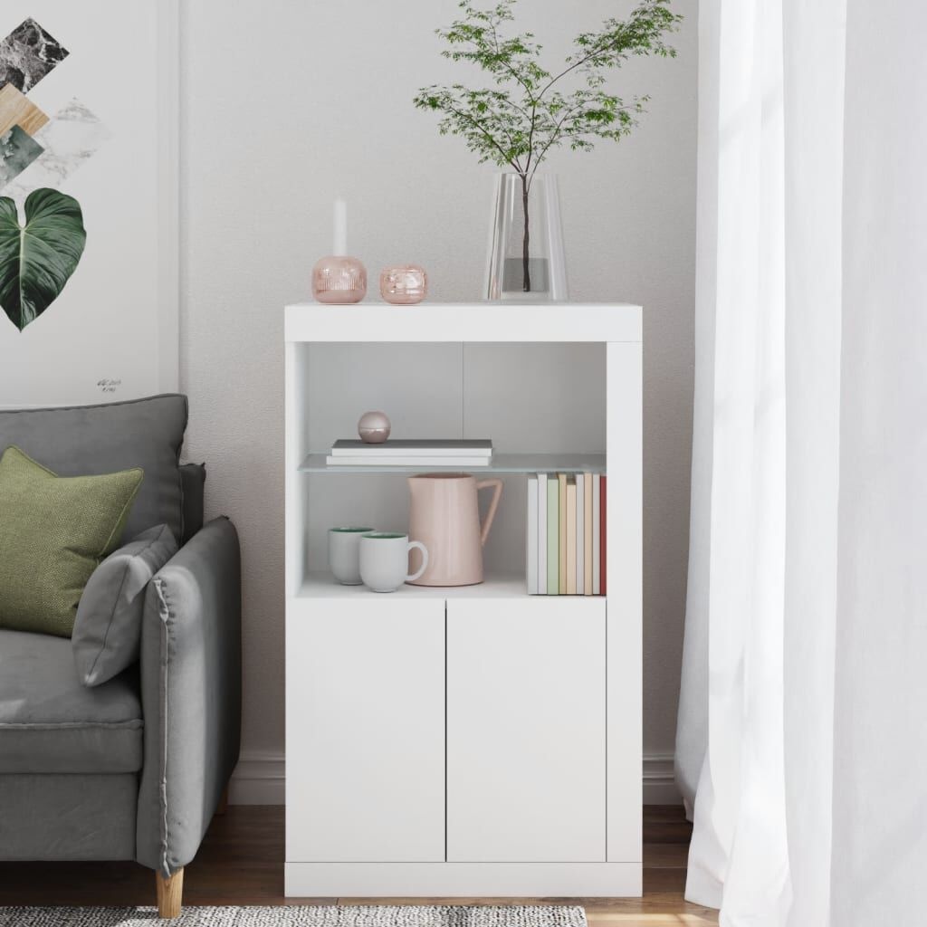 vidaXL Bijzetkast LED Wit Hout - 35% Korting!