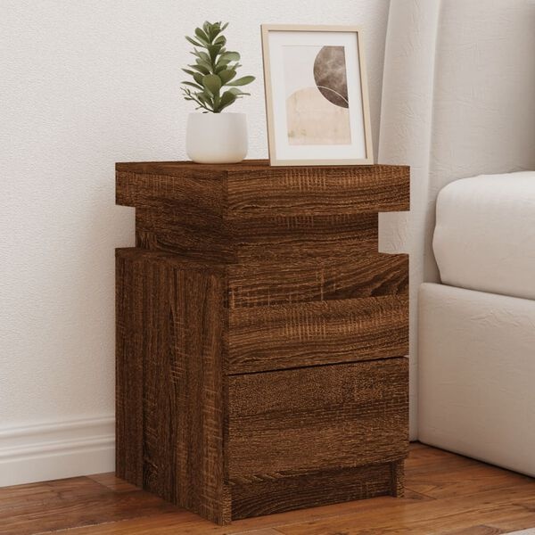 Nachtkastjes met LED (2 stuks) - Bruin Eiken - 35% Korting!