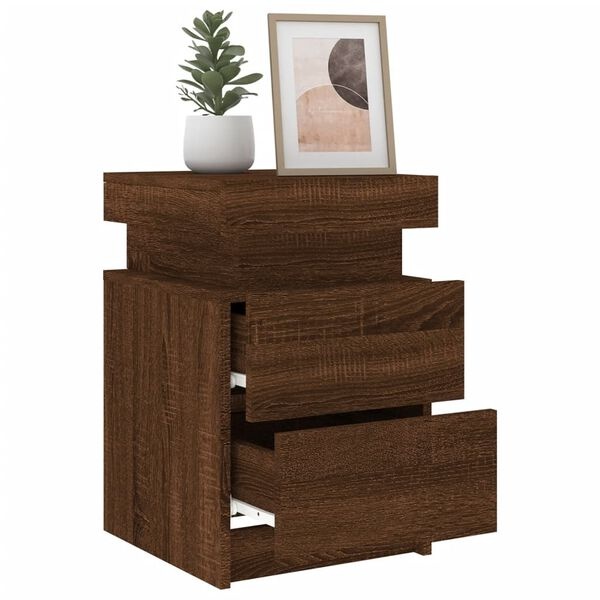 Nachtkastjes met LED (2 stuks) - Bruin Eiken - 35% Korting!