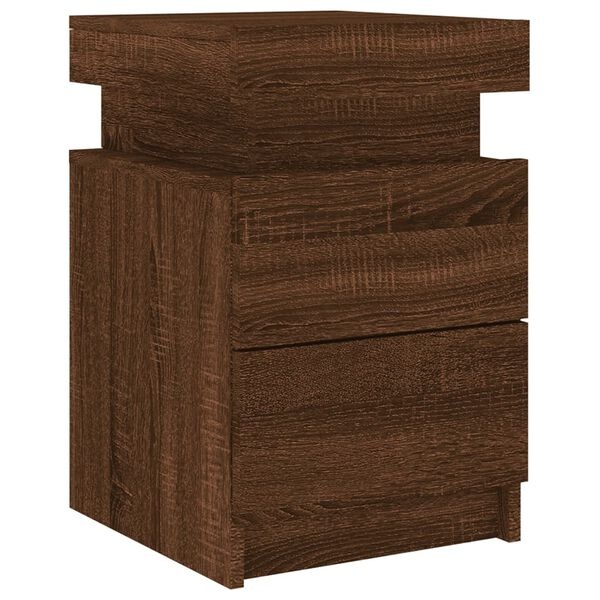Nachtkastjes met LED (2 stuks) - Bruin Eiken - 35% Korting!