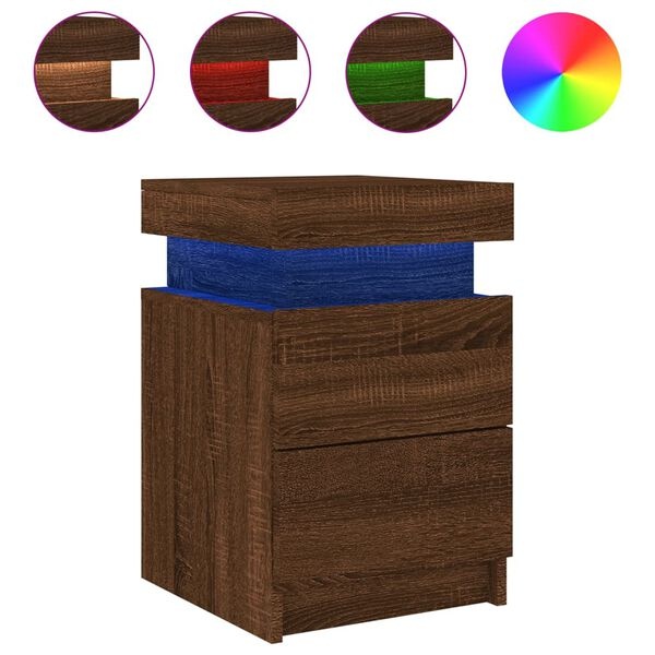 Nachtkastjes met LED (2 stuks) - Bruin Eiken - 35% Korting!