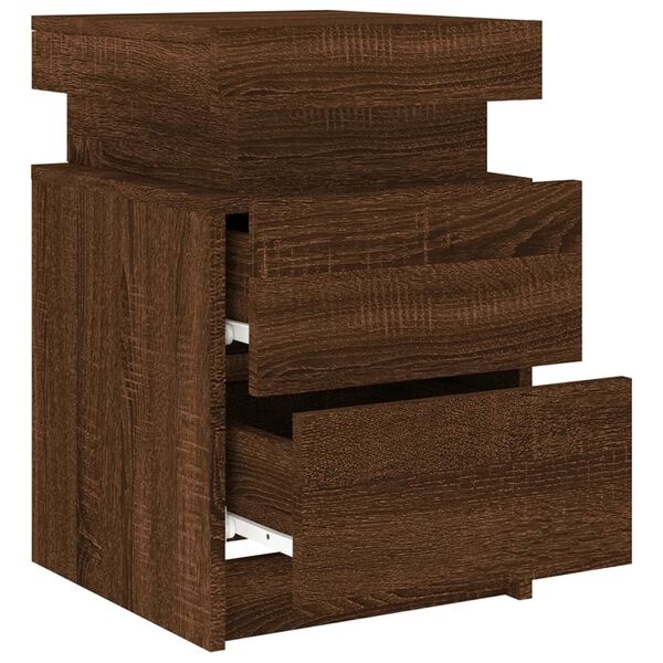 Nachtkastjes met LED (2 stuks) - Bruin Eiken - 35% Korting!