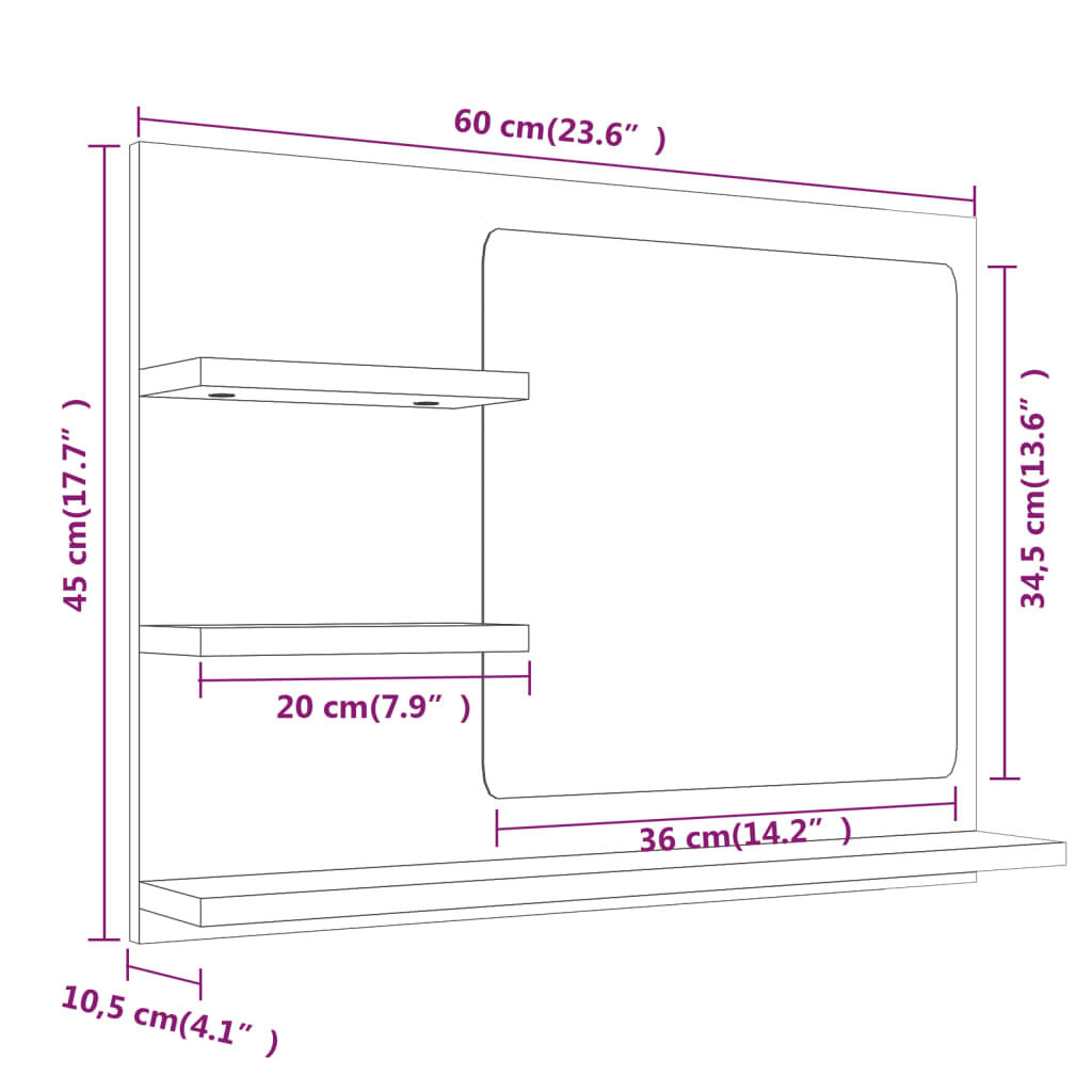 vidaXL Badkamerspiegel Bruin Eiken 60cm - 35% Korting!