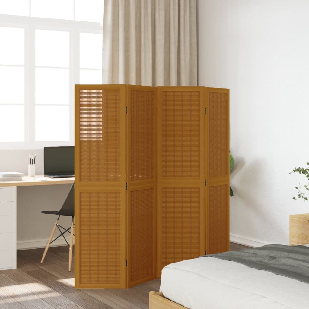 Kamerscherm 4 Panel Paulowniahout Bruin - 35% Korting!