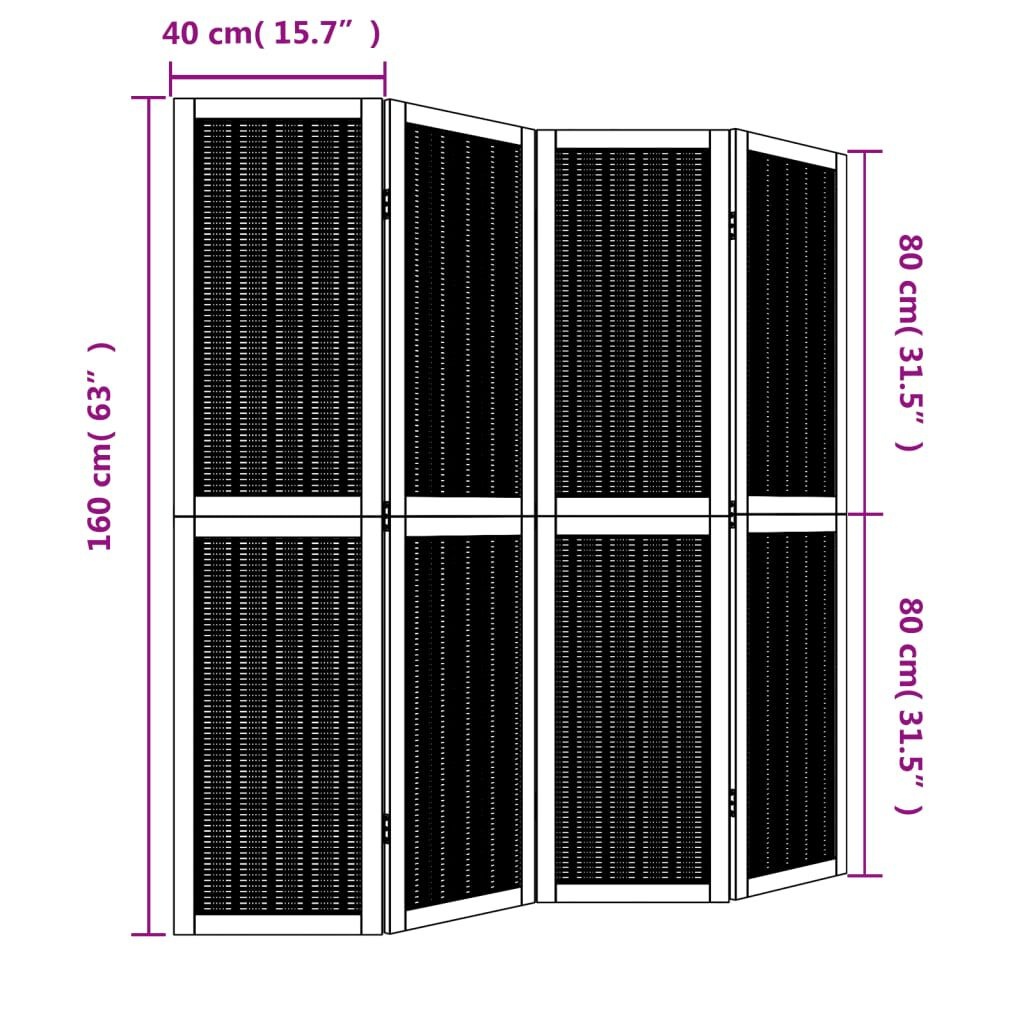 Kamerscherm 4 Panel Paulowniahout Bruin - 35% Korting!