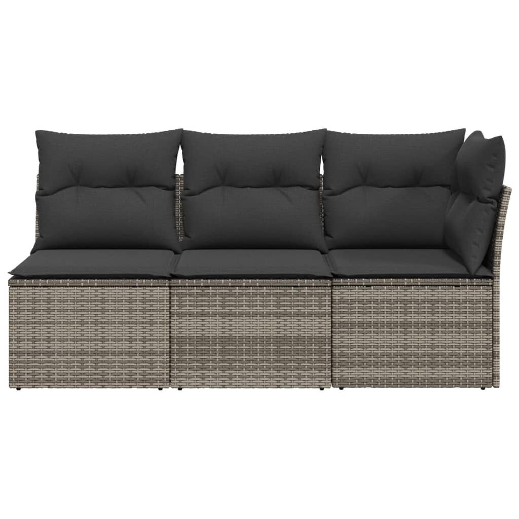 vidaXL Tuinbank Grijs Rattan - 3 Zits + Kussens -35% Korting!