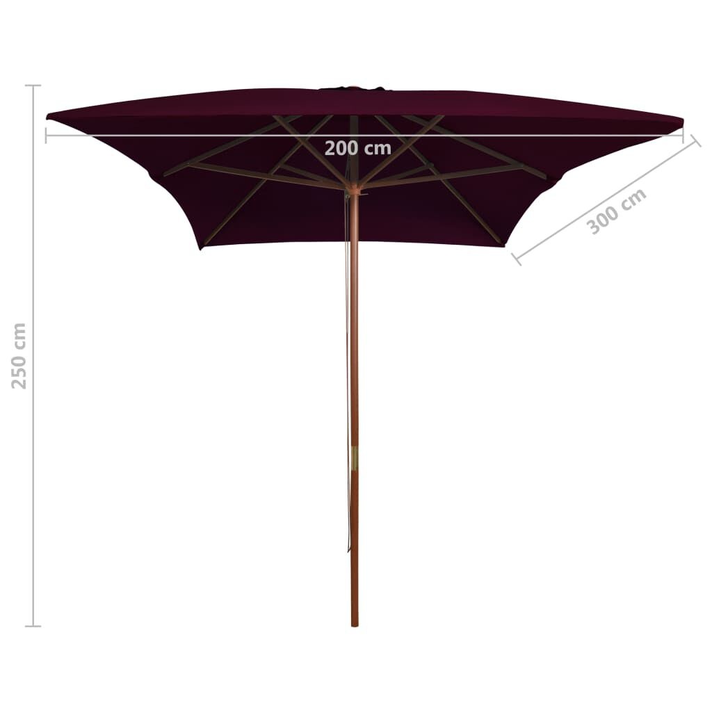 vidaXL Parasol Bordeauxrood 200x300cm - 60% Korting!
