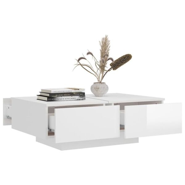 Salontafel Hoogglans Wit 90x60cm - 60% Korting!