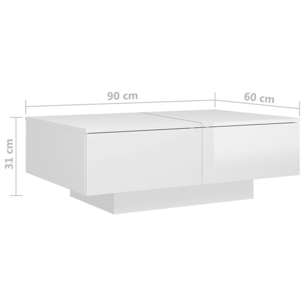 Salontafel Hoogglans Wit 90x60cm - 60% Korting!
