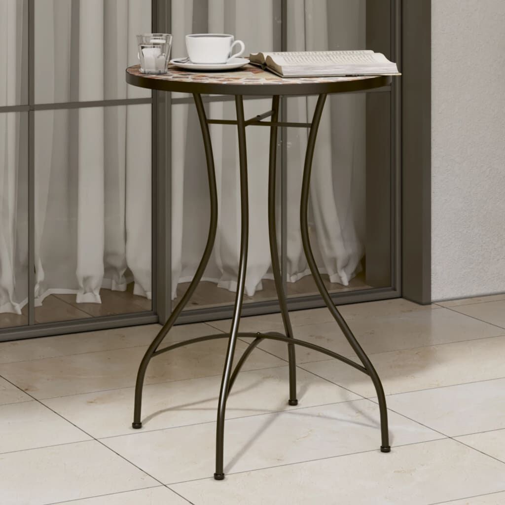 Mozaïek Bistrotafel Ø50cm - Terracotta/Wit - 35% Korting!