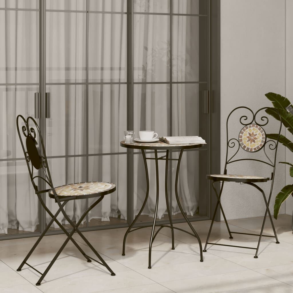 Mozaïek Bistrotafel Ø50cm - Terracotta/Wit - 35% Korting!