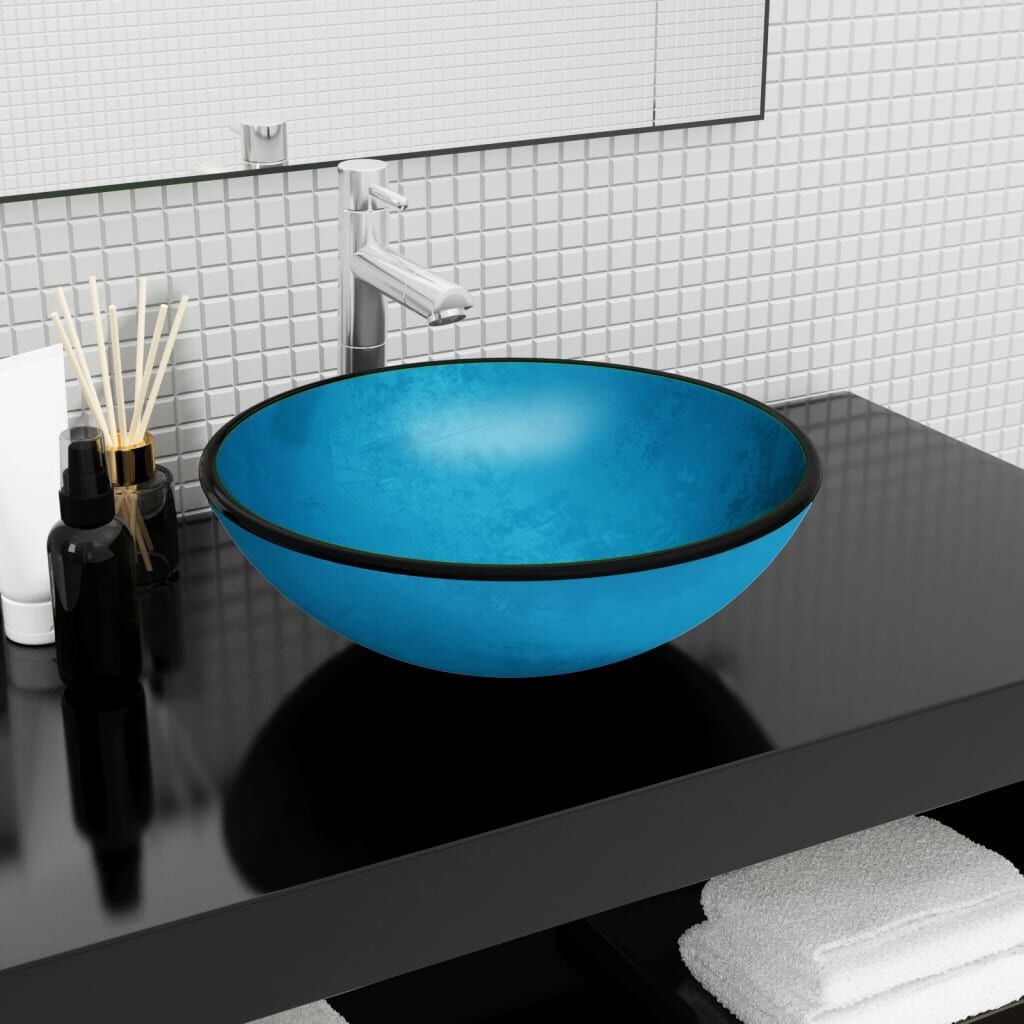 vidaXL Blauwe Glazen Wasbak 42cm - 35% Korting!