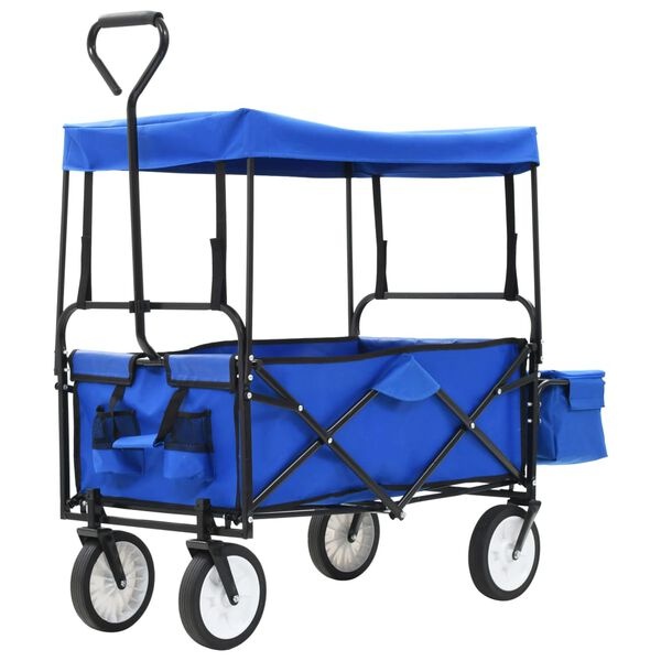 VidaXL Handkar Inklapbaar Blauw m. Luifel -35%