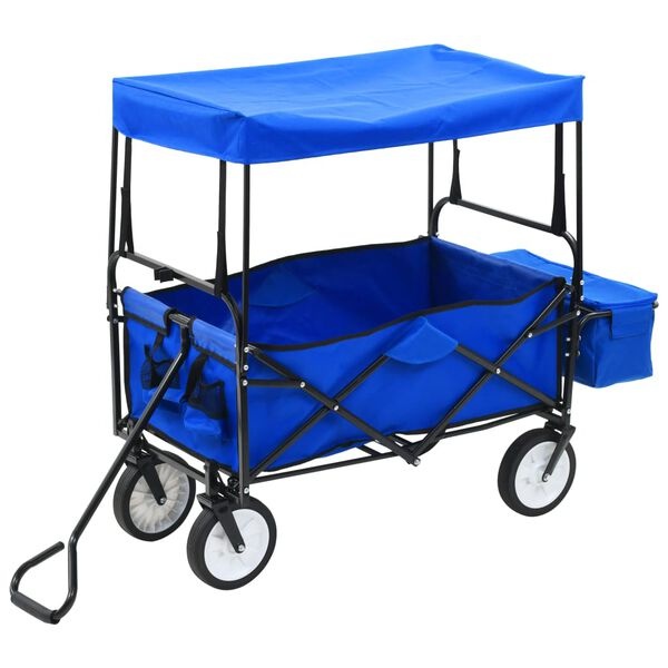 VidaXL Handkar Inklapbaar Blauw m. Luifel -35%