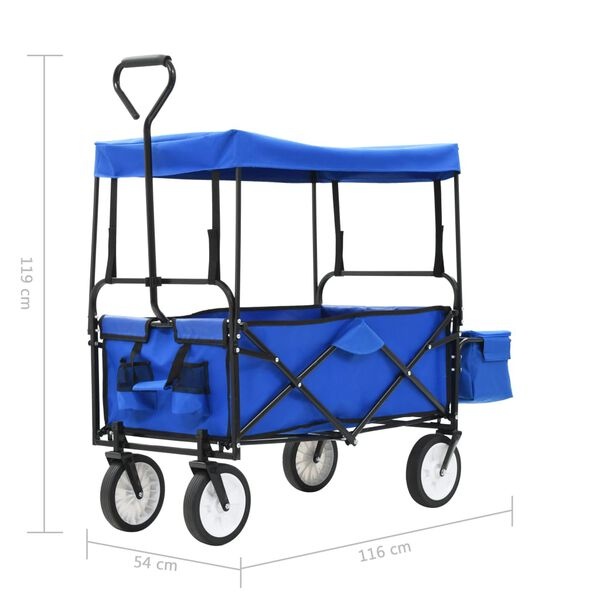 VidaXL Handkar Inklapbaar Blauw m. Luifel -35%