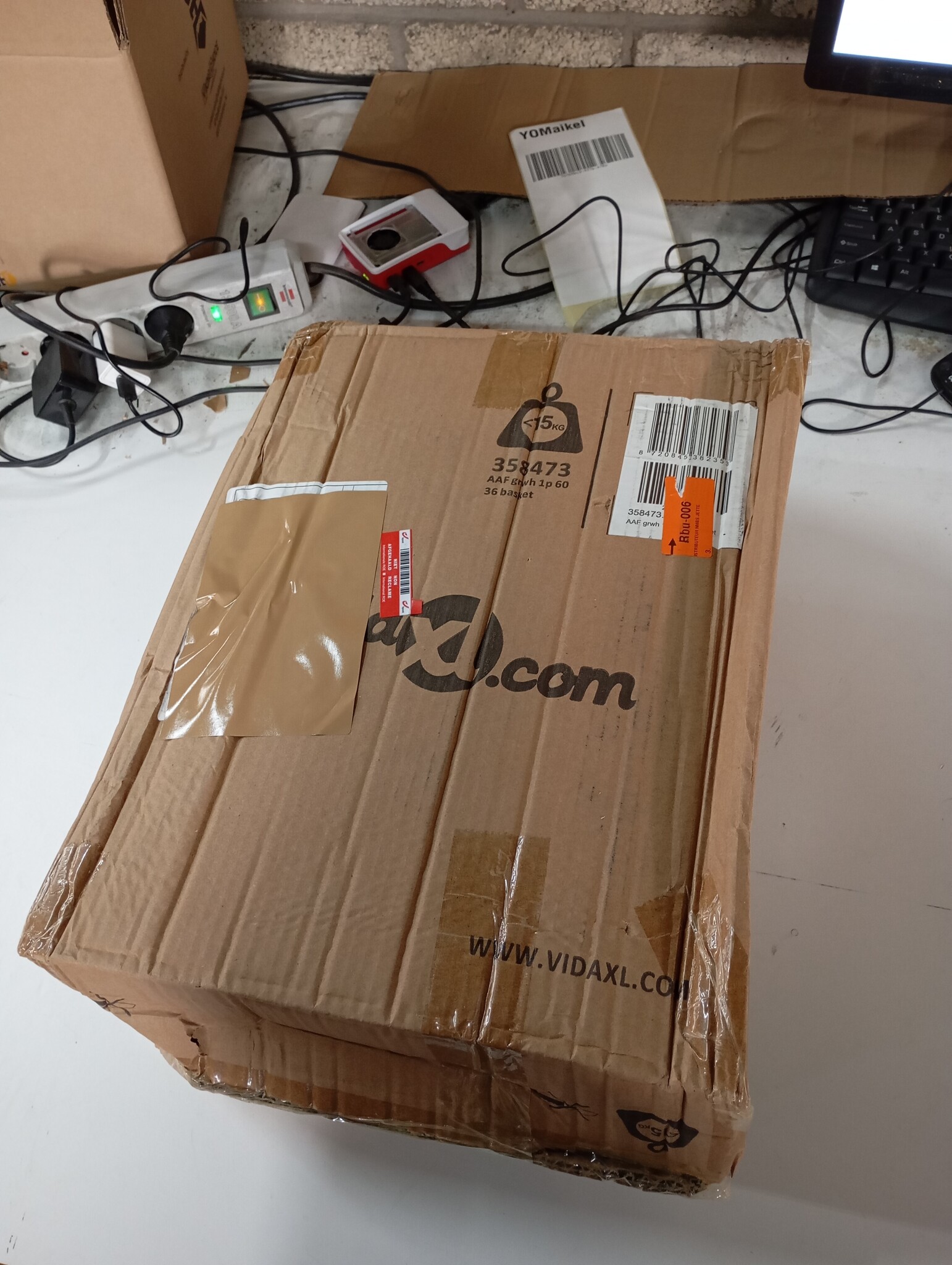 vidaXL Wasmand Ø60cm Grijs/Wit - 45% Korting! Nieuwstaat