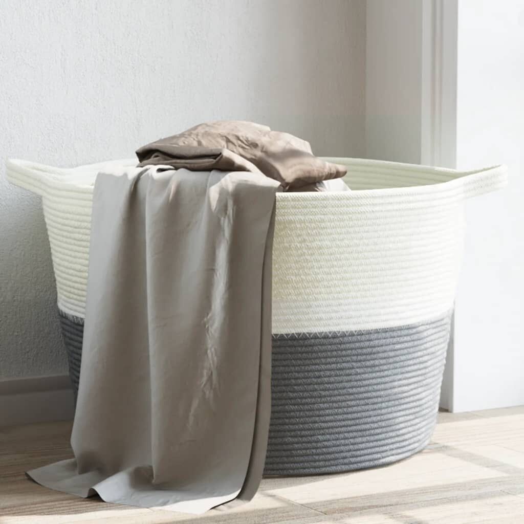 vidaXL Wasmand Ø60cm Grijs/Wit - 45% Korting! Nieuwstaat