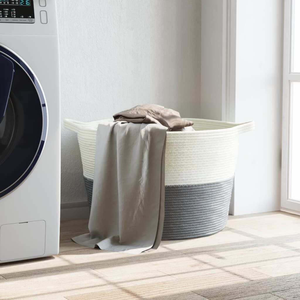 vidaXL Wasmand Ø60cm Grijs/Wit - 45% Korting! Nieuwstaat