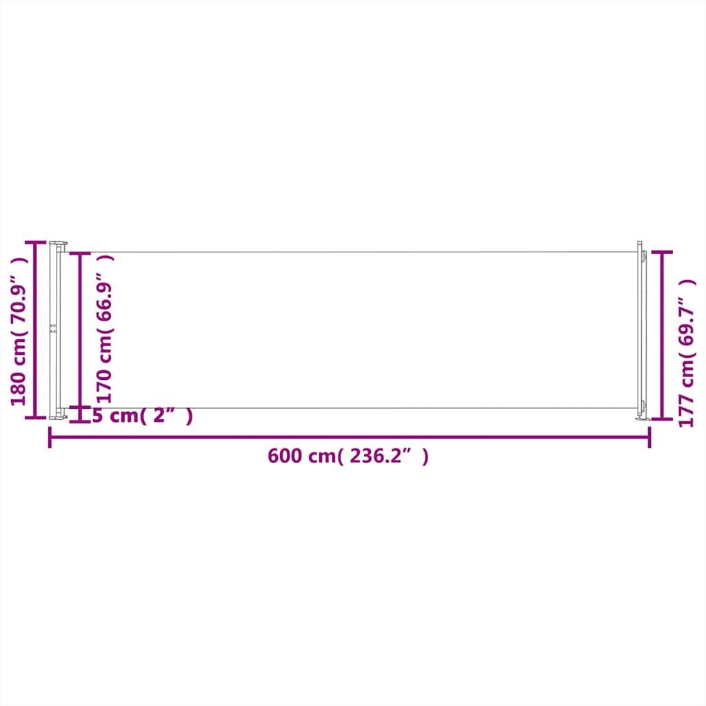 vidaXL Uittrekbaar Tuinscherm 180x600cm Zwart - 35% Korting!