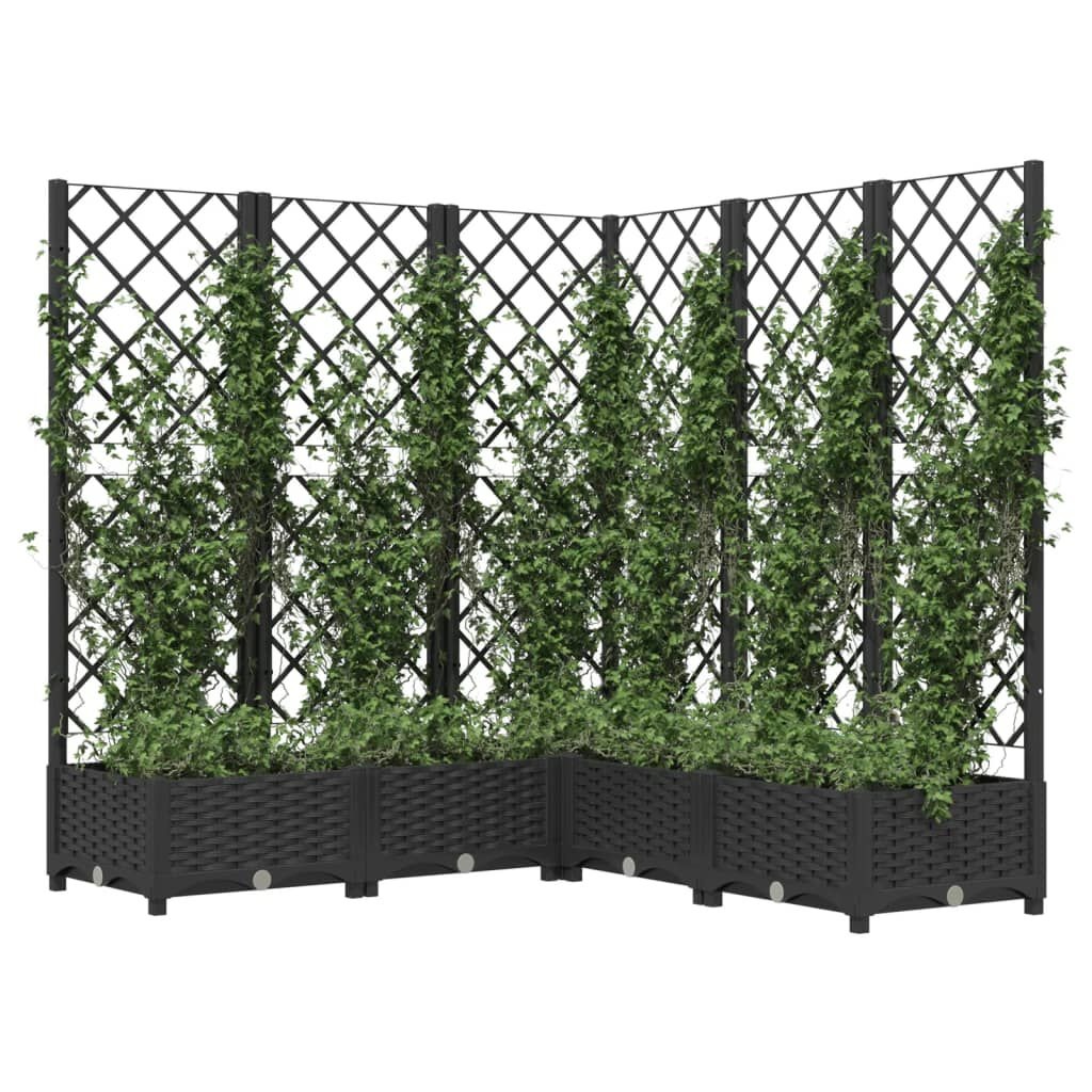 vidaXL Plantenbak met Latwerk Zwart -51%! (beschadigde verpakking)