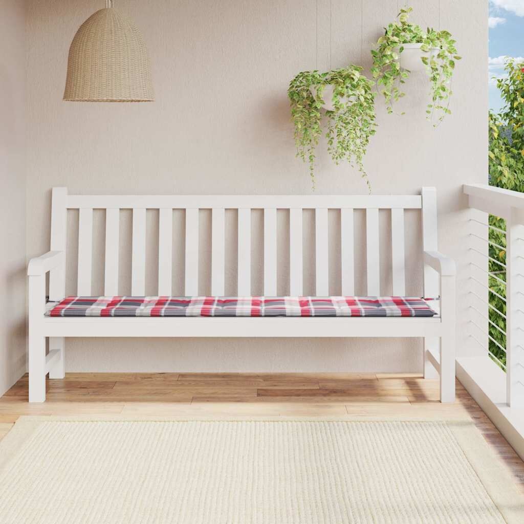 Tuinbankkussen 200x50 Rood Ruit - 45% Korting! (Retour)