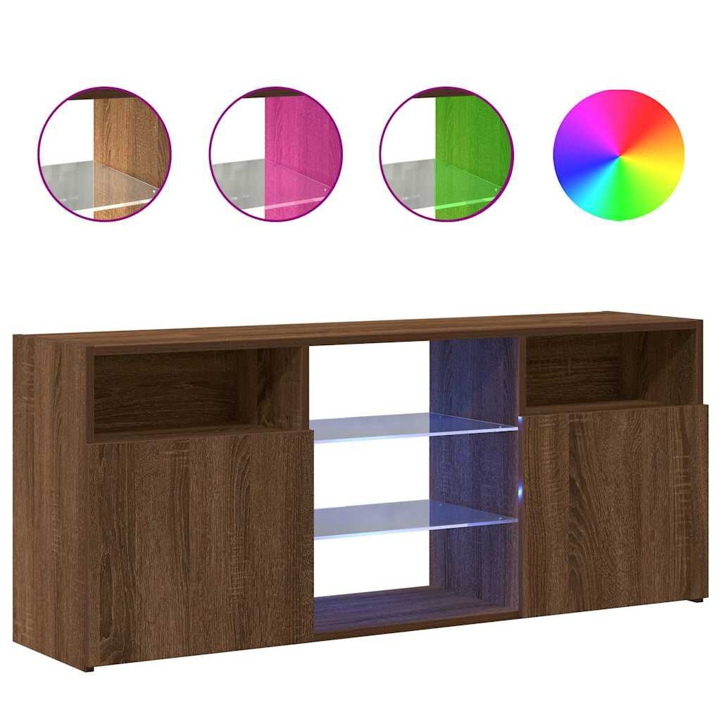 TV-meubel Bruin Eiken met LED - 120cm - 55% Korting!