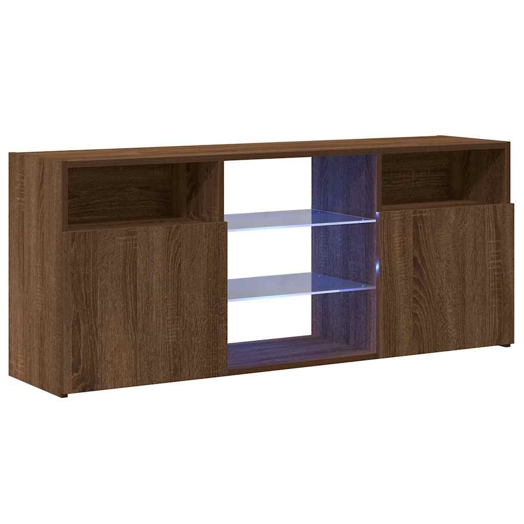 TV-meubel Bruin Eiken met LED - 120cm - 55% Korting!