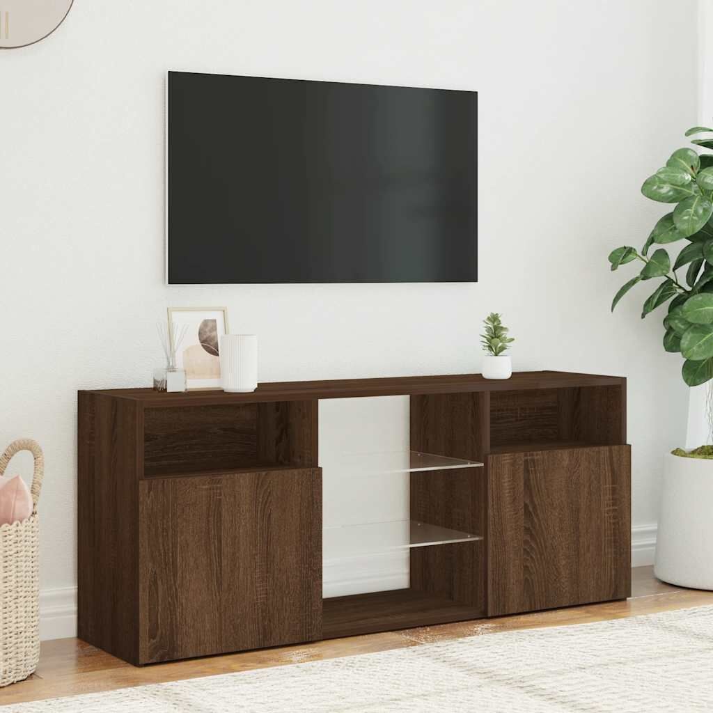 TV-meubel Bruin Eiken met LED - 120cm - 55% Korting!