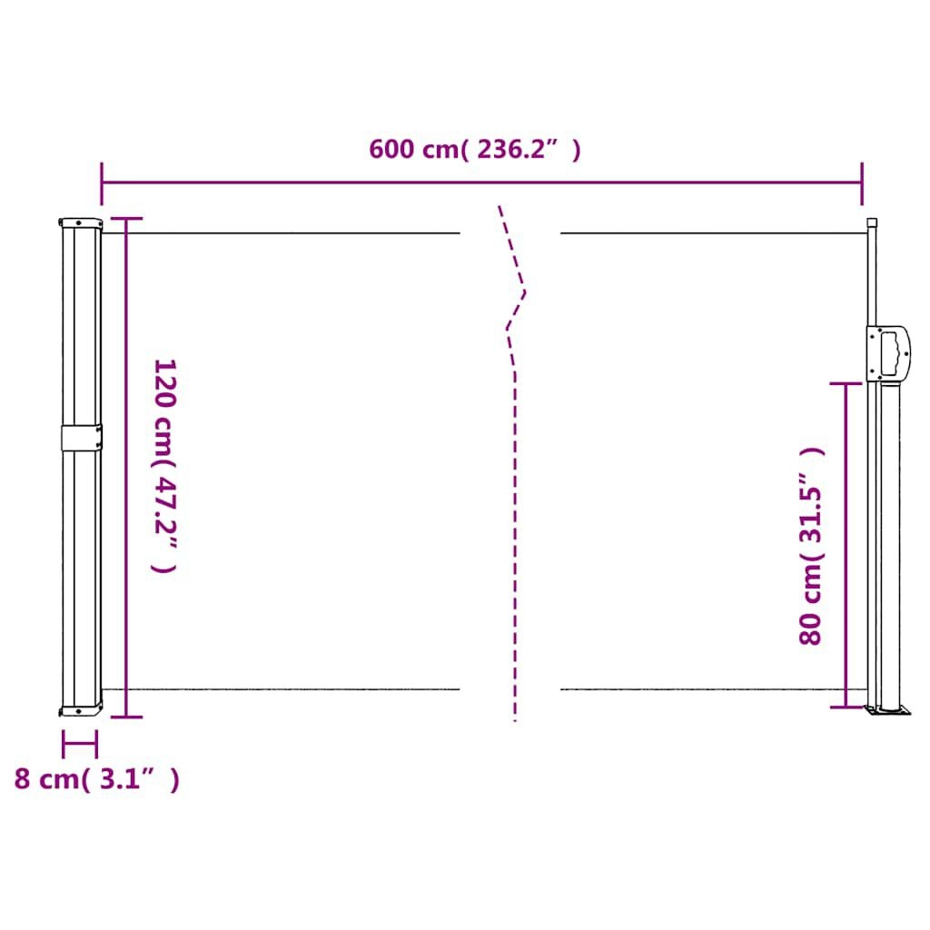 VidaXL Uittrekbaar Windscherm 120x600cm Antraciet - 35% Korting!