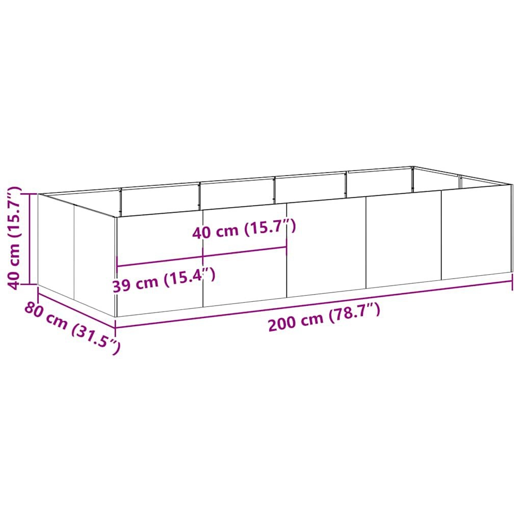 VidaXL Plantenbak Roestig 200x80x40cm -35% Korting!